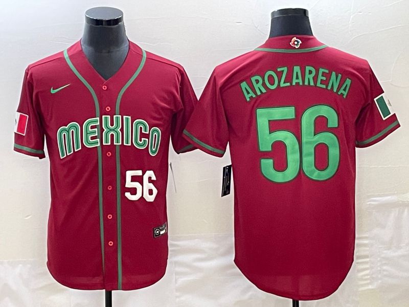 Men 2023 World Cub Mexico 56 Arozarena Red Nike MLB Jersey24
